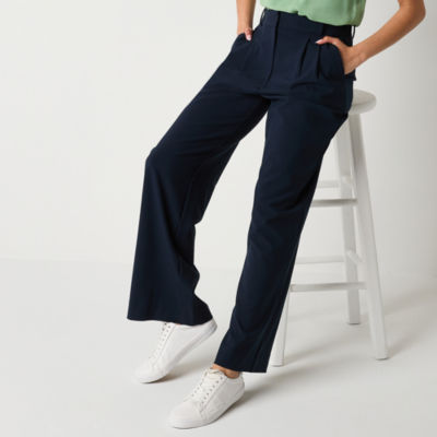 by&by-Juniors Womens High Rise Wide Leg Flat Front Pant