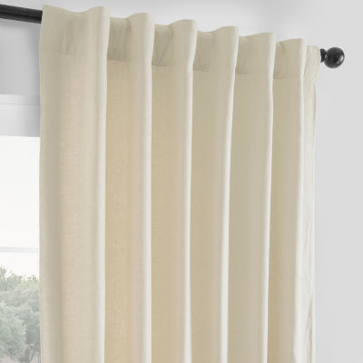 Exclusive Fabrics & Furnishing 100% French Linen Energy Saving Light-Filtering Rod Pocket Back Tab Single Curtain Panel