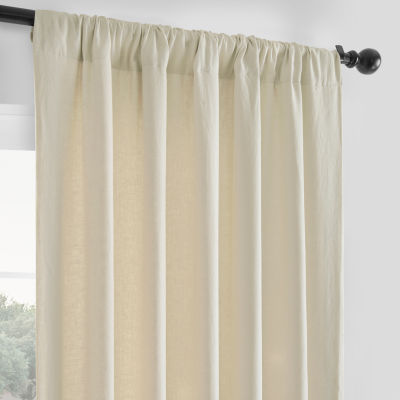 Exclusive Fabrics & Furnishing 100% French Linen Energy Saving Light-Filtering Rod Pocket Back Tab Single Curtain Panel