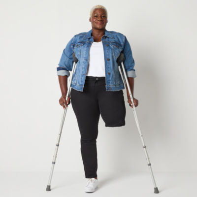 St. John's Bay Plus Secretly Slender Adaptive Womens Mid Rise Straight Leg Hidden Access Opening Jean