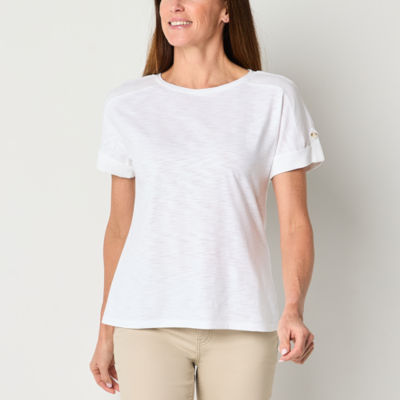 Liz Claiborne Womens Round Neck Short Sleeve T-Shirt