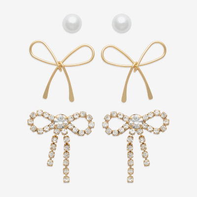 Mixit Womens Simulated Pearl Hypoallergenic 3 Pair Earring Set