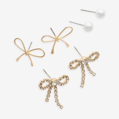 Mixit Womens Simulated Pearl Hypoallergenic 3 Pair Earring Set