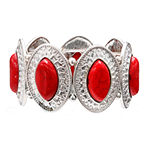 Mixit™ Red Silver-Tone Etched Oval Stretch Bracelet