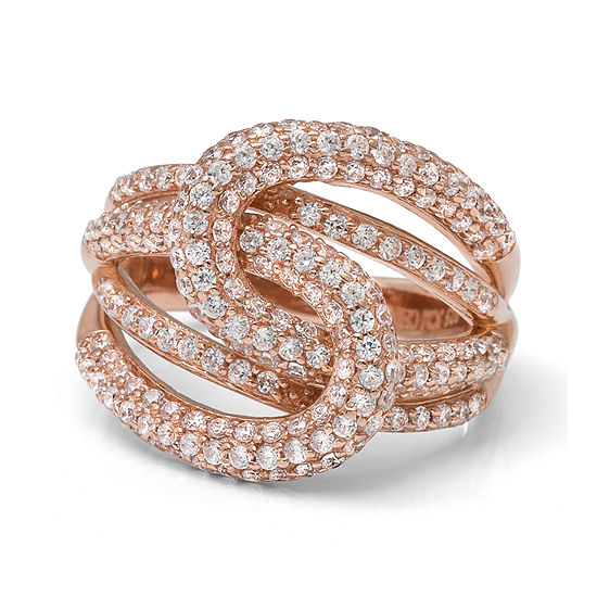 Cubic Zirconia 14K Rose Gold Over Sterling Silver Knot Ring