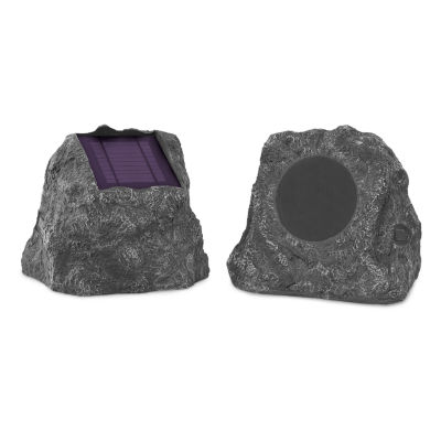 Innovative Technology Pair of Solar Charging Bluetooth Outdoor Rock Speakers