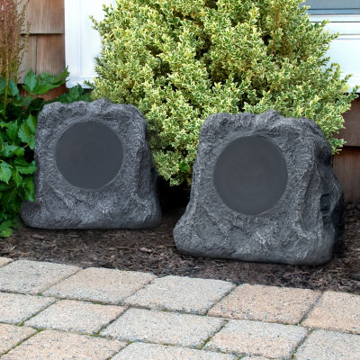 Innovative Technology Pair of Solar Charging Bluetooth Outdoor Rock Speakers