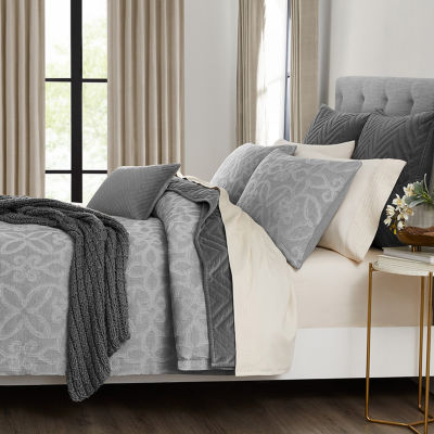 Fieldcrest Luxury Woven 3-pc. Damask + Scroll Duvet Cover Set