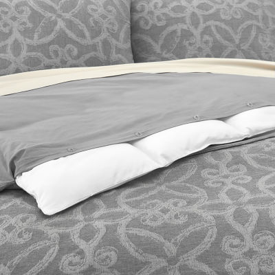 Fieldcrest Luxury Woven 3-pc. Damask + Scroll Duvet Cover Set