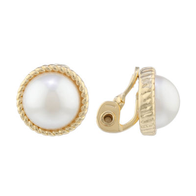 Jewelry Simulated Pearl Clip On Earrings, Color White JCPenney