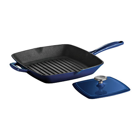 Tramontina Gourmet 11 Enameled Cast Iron Grill Pan + Press, One Size, Blue