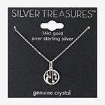 Silver Treasures Crystal Sterling Silver 16 Inch Link Moon Star Pendant Necklace