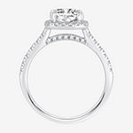 Signature By Modern Bride Womens 2 CT. T.W. Lab Grown White Diamond 14K White Gold Cushion Halo Engagement Ring