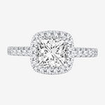 Signature By Modern Bride Womens 2 CT. T.W. Lab Grown White Diamond 14K White Gold Cushion Halo Engagement Ring