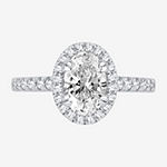 Signature By Modern Bride Womens 2 CT. T.W. Lab Grown White Diamond 14K White Gold Oval Halo Engagement Ring