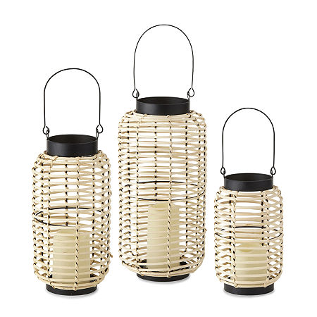 Outdoor Oasis Rattan Decorative Lantern Collection, One Size , Brown