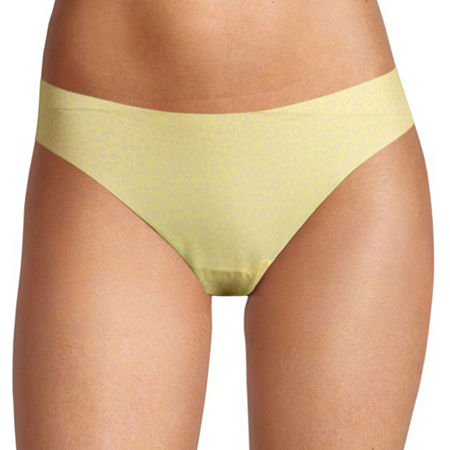 Ambrielle No Show Thong Panty, Large , Yellow