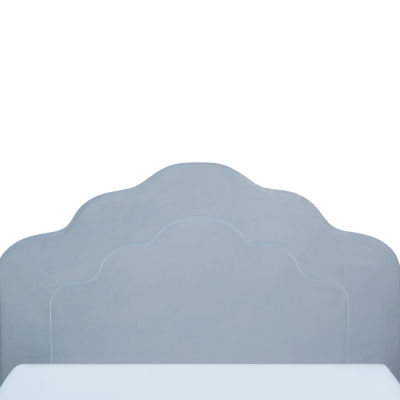 Upholstered Platform Twin Toddler Bed in Velvety Sea Breeze