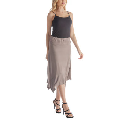 24seven Comfort Apparel Womens Mid Rise Midi A-Line Skirt