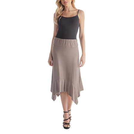  24/7 Comfort Apparel Womens Stretch Fabric Midi A-Line Skirt