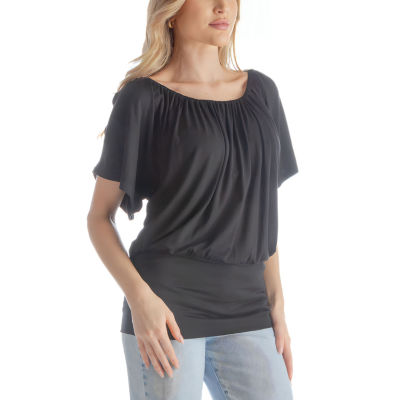 24seven Comfort Apparel Womens Scoop Neck Short Sleeve Tunic Top