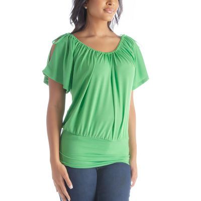 24seven Comfort Apparel Womens Scoop Neck Short Sleeve Tunic Top