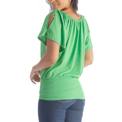 24seven Comfort Apparel Womens Scoop Neck Short Sleeve Tunic Top