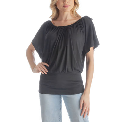 24seven Comfort Apparel Womens Scoop Neck Short Sleeve Tunic Top