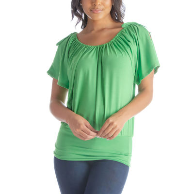 24seven Comfort Apparel Womens Scoop Neck Short Sleeve Tunic Top