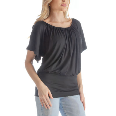 24seven Comfort Apparel Womens Scoop Neck Short Sleeve Tunic Top