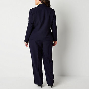 Le Suit 2-pc. Straight Leg Pant Suit-Plus, Color: Navy - JCPenney