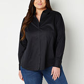 Gemolly Women's Basic Button Down Shirts Long Sleeve Plus Size Simple  Cotton Stretch Formal Casual Shirt Blouse Black M : : Clothing,  Shoes & Accessories