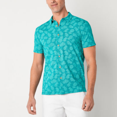 Ocean Pacific Knit Mens Regular Fit Short Sleeve ButtonDown Shirt