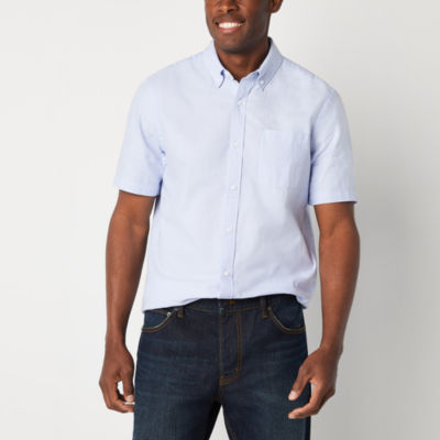 St. John's Bay Performance Oxford Mens Cooling Moisture Wicking Classic Fit Short Sleeve Button-Down Shirt