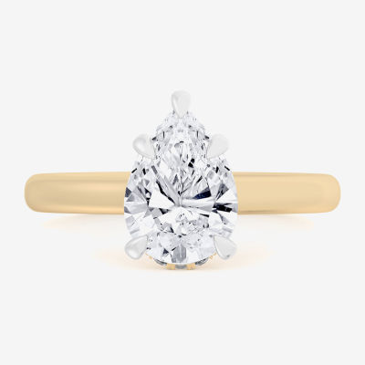G-H / Si1-Si2) Womens 1/ CT. T.W. Lab Grown White Diamond 14K Gold Pear Solitaire Engagement Ring