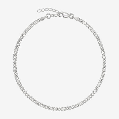 Made in Italy Sterling Silver 9 Inch Solid Curb Ankle Bracelet