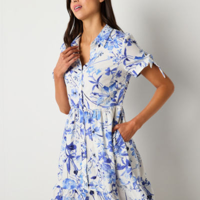 R & K Originals Short Sleeve Floral Fit + Flare Dress