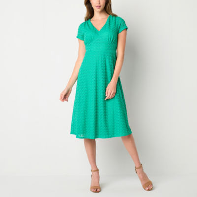 Perceptions Petite Short Sleeve Diamond Lace Midi Fit Flare Dress Foxvalley Mall