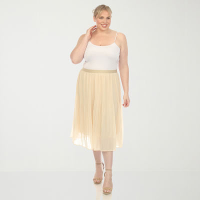 White Mark Womens Midi A-Line Skirt-Plus