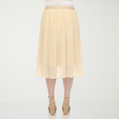 White Mark Womens Midi A-Line Skirt-Plus