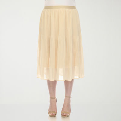 White Mark Womens Midi A-Line Skirt-Plus