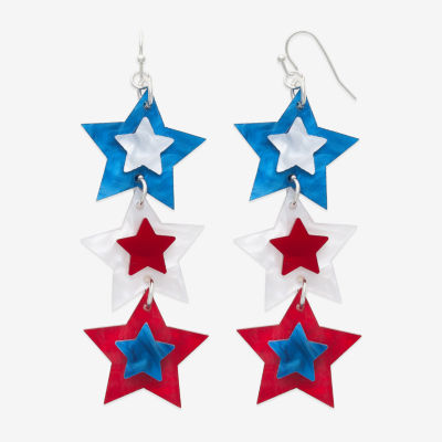 Mixit Patriotic Linear Womens Star Drop Earrings