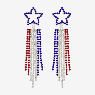 Mixit Patriotic Fringe Womens Star Drop Earrings