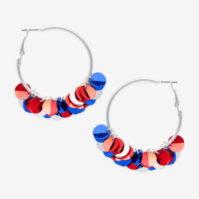 Mixit Patriotic Womens 44.5mm Hoop Earrings