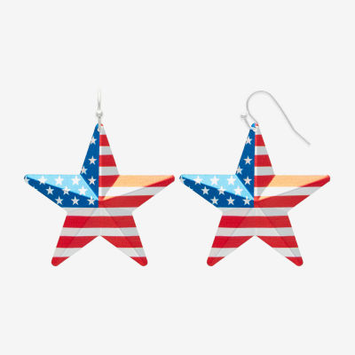 Mixit Patriotic Usa Flag Womens Star Drop Earrings