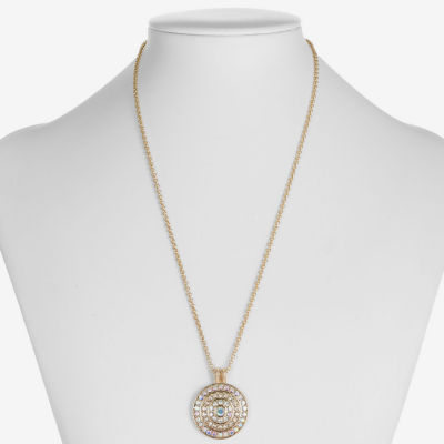Monet Jewelry Womens Glass Round 18 Inch Pendant Necklace