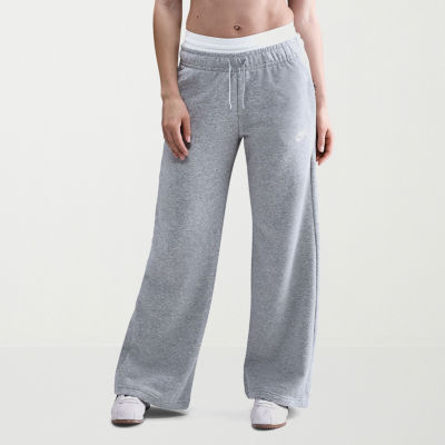 Nike Club Womens Wide Leg Mid Rise Fleece Sweatpant