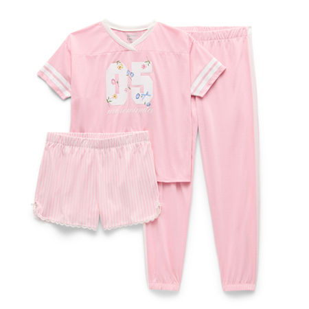Sleep On It Little & Big Kid Girls V-Neck Short Sleeve Pajama Set, X-large (16), Pink