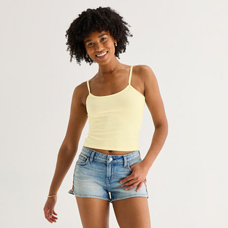 Arizona Womens Juniors Scoop Neck Sleeveless Tank Top In Yellow