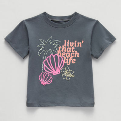 Okie Dokie Toddler & Little Girls Crew Neck Short Sleeve Relaxed Fit Graphic T-Shirt